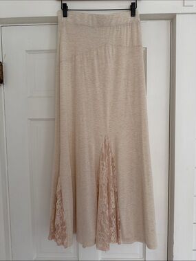Altar'd State Cream Lace-Panel Maxi Skirt